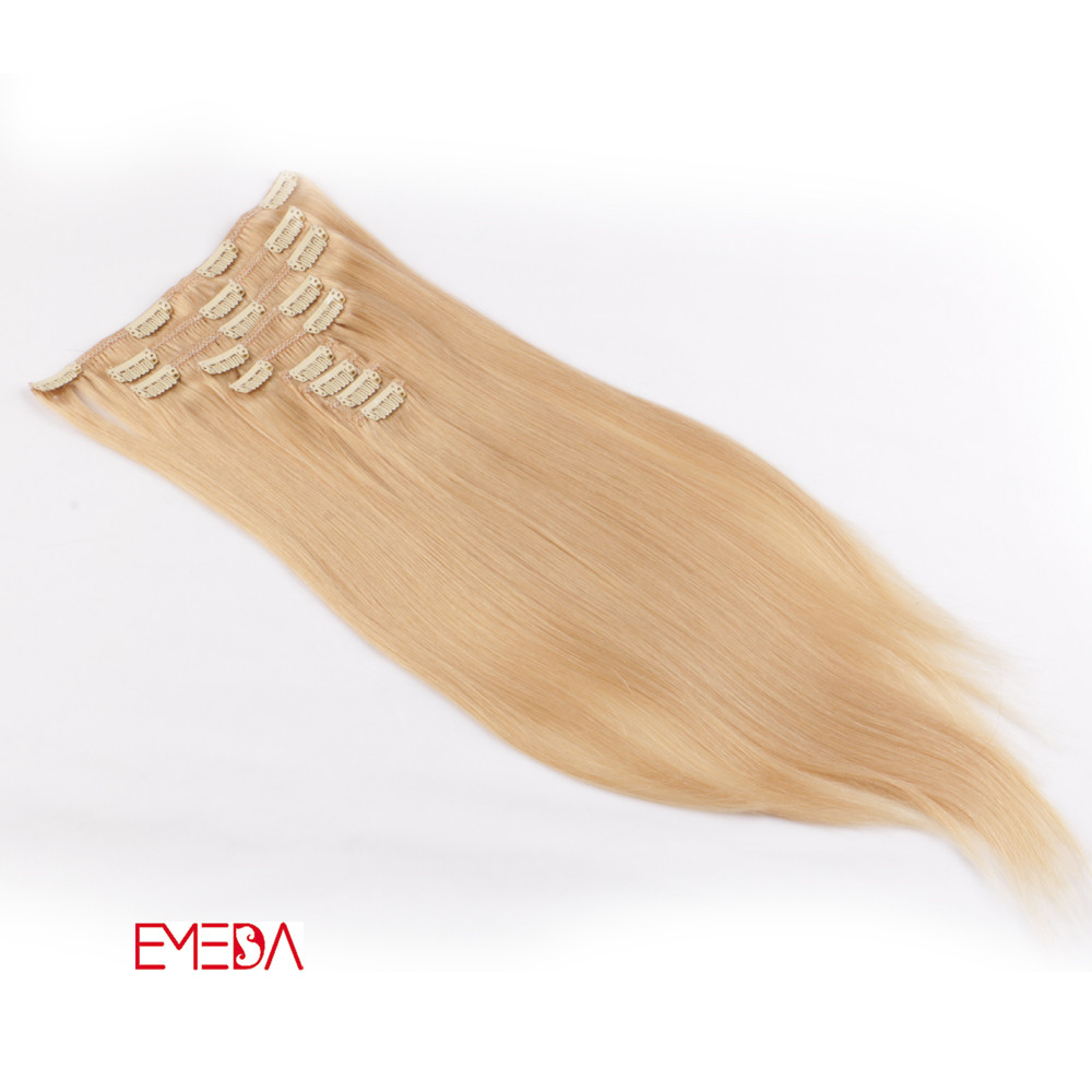 Clip in  hair extension Unprocessed 220g Remy Cheap Double Drawn 100% Human Hair Clip In Hair Extension HN223